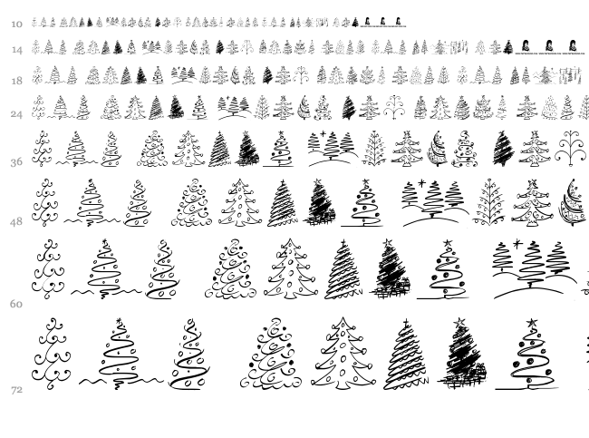 Christmas Trees Celebration font waterfall